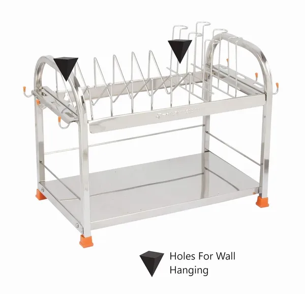 Stainless_Steel_Dish/Glass/Crockery/Cutlery/Wall_Mount/Vessel_Stand/Kitchen_Organizer_22.9D_X_38.1W_X_30.5H_Cm