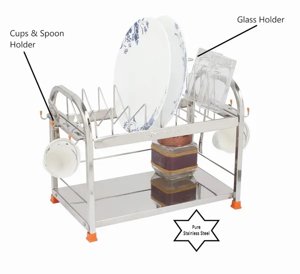 Stainless_Steel_Dish/Glass/Crockery/Cutlery/Wall_Mount/Vessel_Stand/Kitchen_Organizer_22.9D_X_38.1W_X_30.5H_Cm