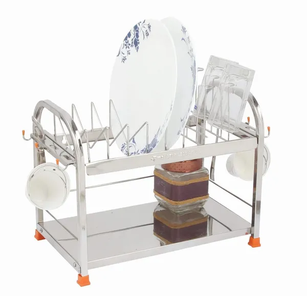 Stainless_Steel_Dish/Glass/Crockery/Cutlery/Wall_Mount/Vessel_Stand/Kitchen_Organizer_22.9D_X_38.1W_X_30.5H_Cm