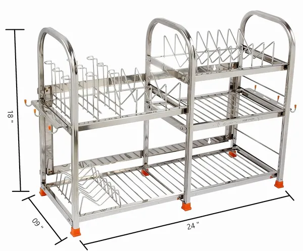 Amol®_Premium_Stainless_Steel_Kitchen_Rack_–_Multi-Purpose_Dish_Drainer,_Utensils_Organizer_with_9_Glass_Holder_|_Wall_Mount_&_Countertop_Rust_Resistant_Heavy_Duty_Stand_for_Modern_Kitchens