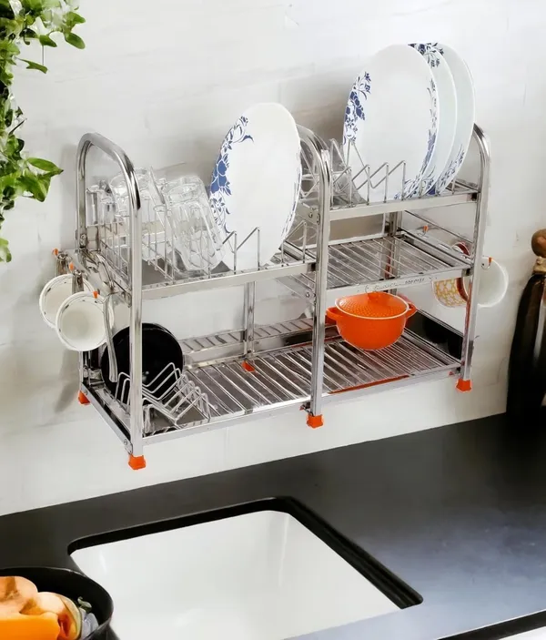 Amol®_Premium_Stainless_Steel_Kitchen_Rack_–_Multi-Purpose_Dish_Drainer,_Utensils_Organizer_with_9_Glass_Holder_|_Wall_Mount_&_Countertop_Rust_Resistant_Heavy_Duty_Stand_for_Modern_Kitchens