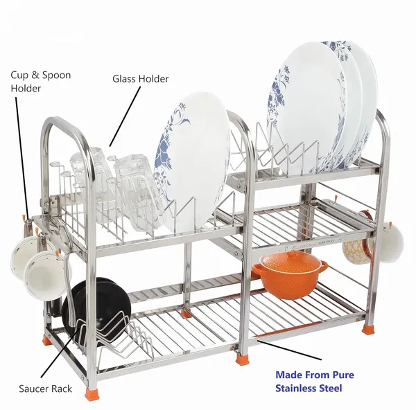 Amol®_Premium_Stainless_Steel_Kitchen_Rack_–_Multi-Purpose_Dish_Drainer,_Utensils_Organizer_with_9_Glass_Holder_|_Wall_Mount_&_Countertop_Rust_Resistant_Heavy_Duty_Stand_for_Modern_Kitchens