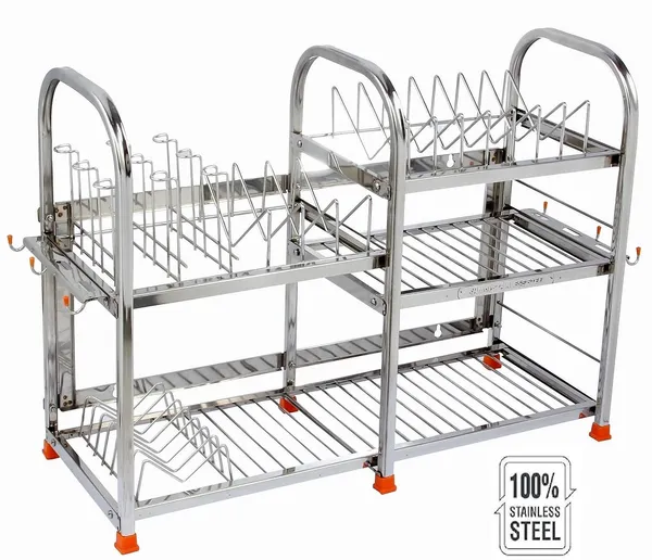 Amol®_Premium_Stainless_Steel_Kitchen_Rack_–_Multi-Purpose_Dish_Drainer,_Utensils_Organizer_with_9_Glass_Holder_|_Wall_Mount_&_Countertop_Rust_Resistant_Heavy_Duty_Stand_for_Modern_Kitchens