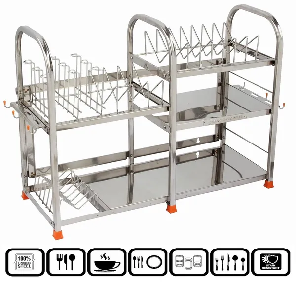 Amol®_Premium_Stainless_Steel_Kitchen_Rack_18×24×9_|_Wall-Mount_or_Countertop_Utensils_&_Dish_Drainer_with_6-Glass_Holder_|_Rust-Proof_Vessels/Crockery_Organizer_for_Indian_Homes