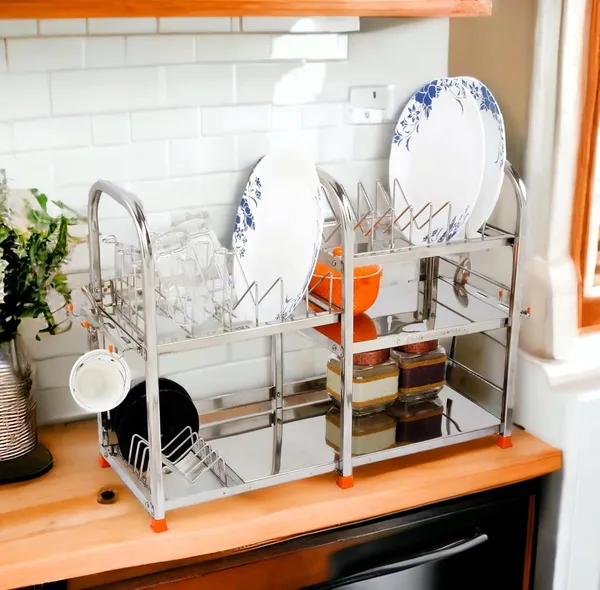 Amol®_Premium_Stainless_Steel_Kitchen_Rack_18×24×9_|_Wall-Mount_or_Countertop_Utensils_&_Dish_Drainer_with_6-Glass_Holder_|_Rust-Proof_Vessels/Crockery_Organizer_for_Indian_Homes