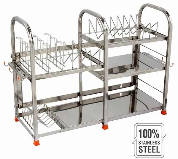 Amol®_Premium_Stainless_Steel_Kitchen_Rack_18×24×9_|_Wall-Mount_or_Countertop_Utensils_&_Dish_Drainer_with_6-Glass_Holder_|_Rust-Proof_Vessels/Crockery_Organizer_for_Indian_Homes