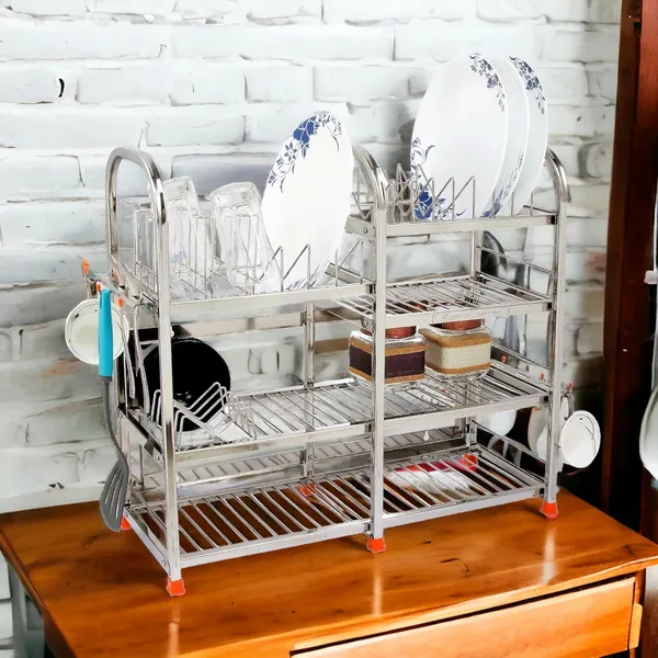 AMOL®_Stainless_Steel_Dish_Rack_&_Kitchen_Organizer_|_Wall-Mount/Table-Top_Plate,_Glass_&_Spoon_Holder_|_Rust-Proof_Utensils_Stand_for_Small_Modular_Kitchens_|_Bartan_/_Pathiram_/_Bhandi_/_Thali_Rack