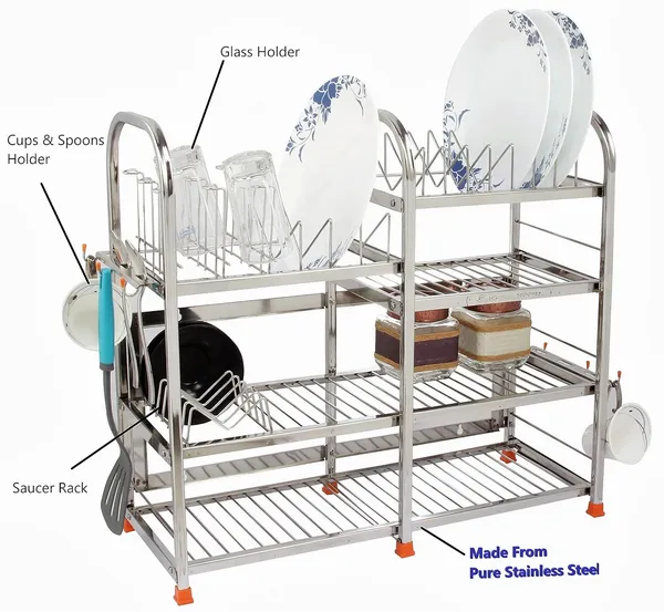 AMOL®_Stainless_Steel_Dish_Rack_&_Kitchen_Organizer_|_Wall-Mount/Table-Top_Plate,_Glass_&_Spoon_Holder_|_Rust-Proof_Utensils_Stand_for_Small_Modular_Kitchens_|_Bartan_/_Pathiram_/_Bhandi_/_Thali_Rack