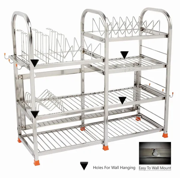 AMOL®_Stainless_Steel_Dish_Rack_&_Kitchen_Organizer_|_Wall-Mount/Table-Top_Plate,_Glass_&_Spoon_Holder_|_Rust-Proof_Utensils_Stand_for_Small_Modular_Kitchens_|_Bartan_/_Pathiram_/_Bhandi_/_Thali_Rack