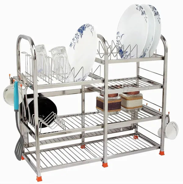 AMOL®_Stainless_Steel_Dish_Rack_&_Kitchen_Organizer_|_Wall-Mount/Table-Top_Plate,_Glass_&_Spoon_Holder_|_Rust-Proof_Utensils_Stand_for_Small_Modular_Kitchens_|_Bartan_/_Pathiram_/_Bhandi_/_Thali_Rack