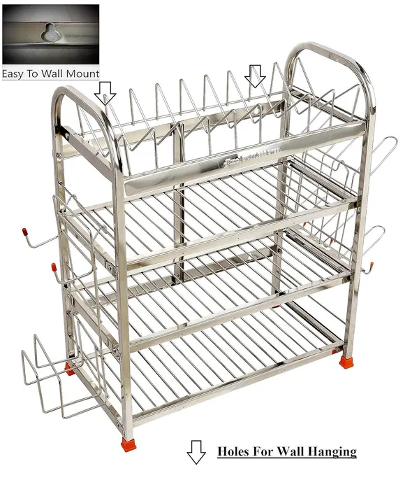 Stainless_Steel_Dish_Rack/Utensils_Rack/Wall_Mount/Bartan_Stand/Medium_Size_With_Glass_Holder_And_Rolling_Pin_Holder_22.9D_X_45.7W_X_61H_Cm