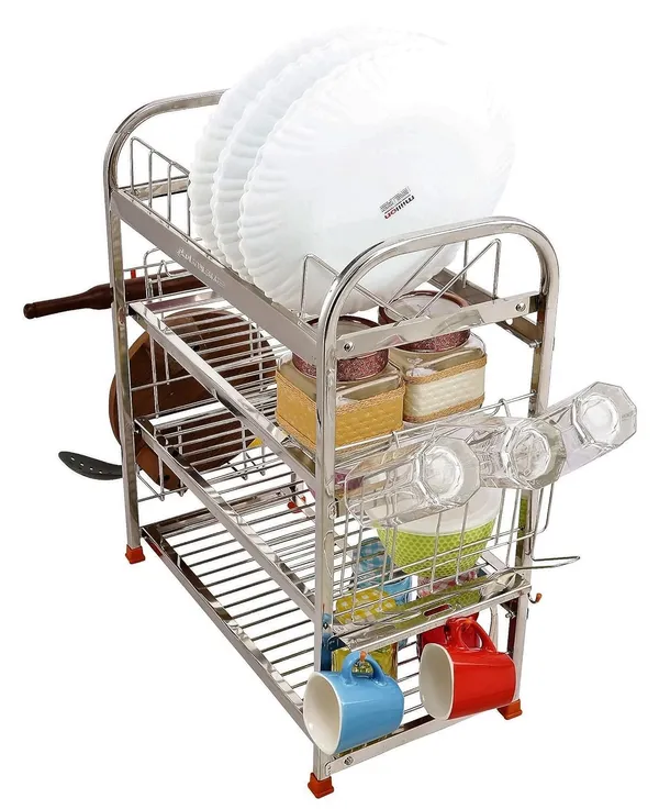 Stainless_Steel_Dish_Rack/Utensils_Rack/Wall_Mount/Bartan_Stand/Medium_Size_With_Glass_Holder_And_Rolling_Pin_Holder_22.9D_X_45.7W_X_61H_Cm