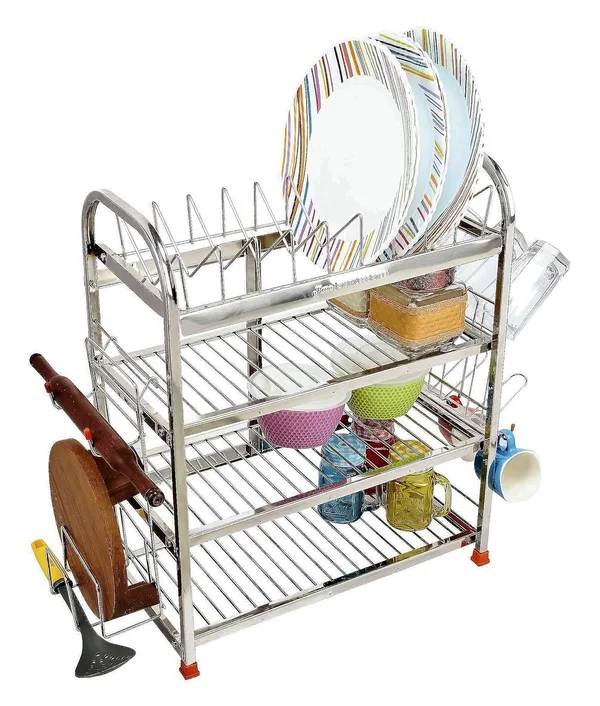 Stainless_Steel_Dish_Rack/Utensils_Rack/Wall_Mount/Bartan_Stand/Medium_Size_With_Glass_Holder_And_Rolling_Pin_Holder_22.9D_X_45.7W_X_61H_Cm