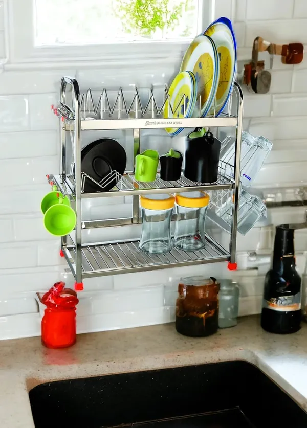 Amol®_Multipurpose_Stainless_Steel_Kitchen_Rack_–_3-Tier_Dish_Drying_Stand,_Wall_Mount_Bartan_Organizer,_Pathre_&_Utensils_Rack_for_Modular_Kitchens_|_Dish_Drainer,_Tumbler_Stand,_Pathiram_Holder,_Platform_or_Wall_Use