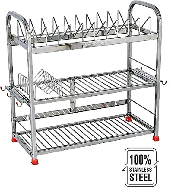 Amol®_Multipurpose_Stainless_Steel_Kitchen_Rack_–_3-Tier_Dish_Drying_Stand,_Wall_Mount_Bartan_Organizer,_Pathre_&_Utensils_Rack_for_Modular_Kitchens_|_Dish_Drainer,_Tumbler_Stand,_Pathiram_Holder,_Platform_or_Wall_Use