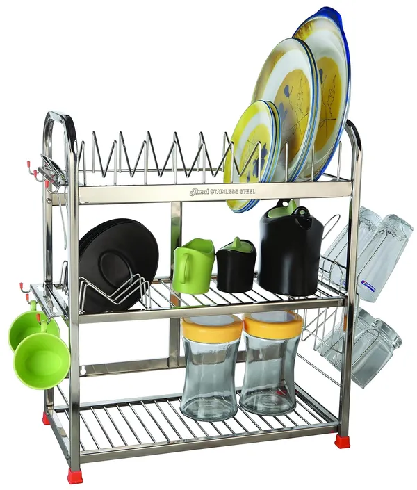 Amol®_Multipurpose_Stainless_Steel_Kitchen_Rack_–_3-Tier_Dish_Drying_Stand,_Wall_Mount_Bartan_Organizer,_Pathre_&_Utensils_Rack_for_Modular_Kitchens_|_Dish_Drainer,_Tumbler_Stand,_Pathiram_Holder,_Platform_or_Wall_Use