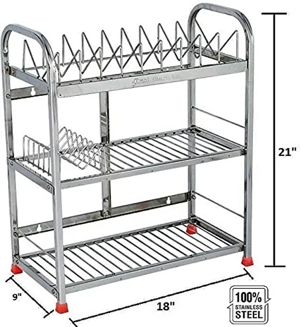 Premium_Stainless_Steel_Dish_Rack/Utensils_Stand/Wall_Mount_Rack/Kitchen_Organizer_Rack/Wall_Hanging/Dish_Drainer_Rack_22.9D_X_45.7W_X_53.3H_Cm