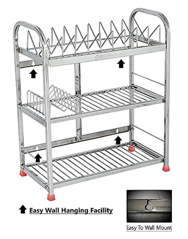 Premium_Stainless_Steel_Dish_Rack/Utensils_Stand/Wall_Mount_Rack/Kitchen_Organizer_Rack/Wall_Hanging/Dish_Drainer_Rack_22.9D_X_45.7W_X_53.3H_Cm