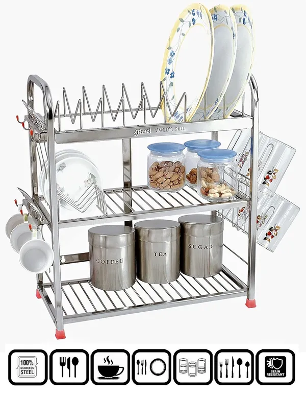 Premium_Stainless_Steel_Dish_Rack/Utensils_Stand/Wall_Mount_Rack/Kitchen_Organizer_Rack/Wall_Hanging/Dish_Drainer_Rack_22.9D_X_45.7W_X_53.3H_Cm