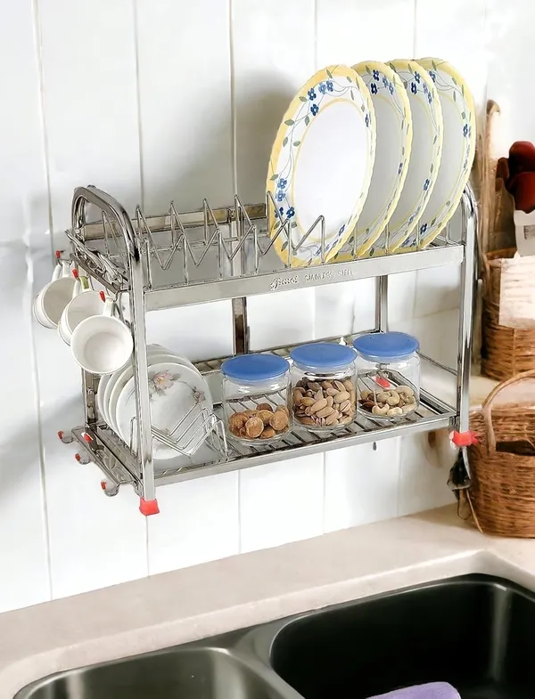 Stainless_Steel_Dish_Rack_|_3-Tier_Kitchen_Utensil_Stand_With_Glass_Holder_For_6_Glasses_|_Wall_Mount_&_Countertop_Organizer_For_Plates,_Bowls_&_Cutlery_|_Rust-Proof,_15_X_18_X_9_Inches
