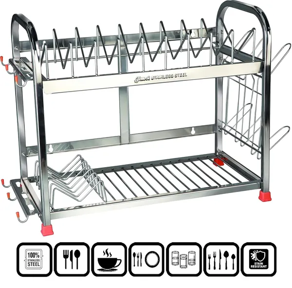 Stainless_Steel_Dish_Rack_|_3-Tier_Kitchen_Utensil_Stand_With_Glass_Holder_For_6_Glasses_|_Wall_Mount_&_Countertop_Organizer_For_Plates,_Bowls_&_Cutlery_|_Rust-Proof,_15_X_18_X_9_Inches