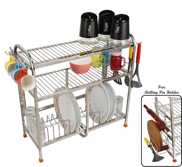 Amol®_Stainless_Steel_Wall_Mount_Dish_Rack_–_24x24_Inch_Medium_Size_Kitchen_Organizer_with_Glass_Hanger,_Plate_Holder_&_Utensils_Drainer_Stand