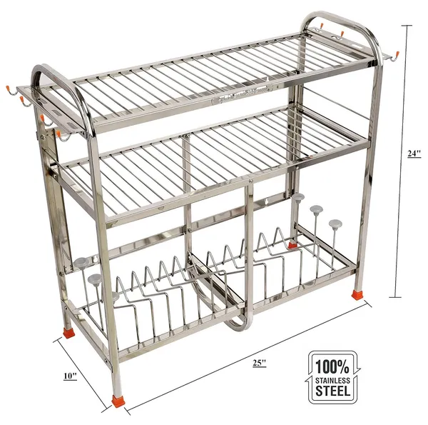 Amol®_Stainless_Steel_Wall_Mount_Dish_Rack_–_24x24_Inch_Medium_Size_Kitchen_Organizer_with_Glass_Hanger,_Plate_Holder_&_Utensils_Drainer_Stand