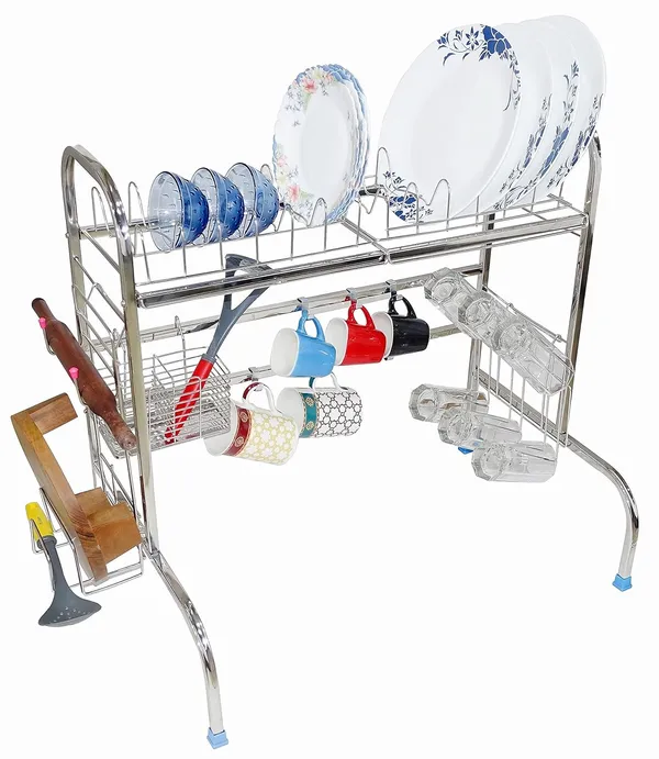 Amol®_Premium_Stainless_Steel_Adjustable_2-Tier_Over-the-Sink_Dish_Rack_&_Dish_Drainer_–_Multi-Functional_Kitchen_Rack,_Utensils_Organizer,_Tumbler_Stand,_Wall_Mount_Pathre_Stand,_Pathiram_Rack,_Bartan_Steel_Stand_for_Plates,_Bowls,_Glasses_&_Cutlery