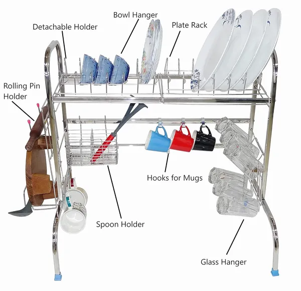 Amol®_Premium_Stainless_Steel_Adjustable_2-Tier_Over-the-Sink_Dish_Rack_&_Dish_Drainer_–_Multi-Functional_Kitchen_Rack,_Utensils_Organizer,_Tumbler_Stand,_Wall_Mount_Pathre_Stand,_Pathiram_Rack,_Bartan_Steel_Stand_for_Plates,_Bowls,_Glasses_&_Cutlery