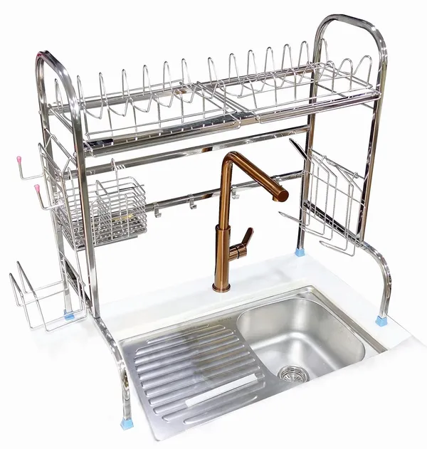 Amol®_Premium_Stainless_Steel_Adjustable_2-Tier_Over-the-Sink_Dish_Rack_&_Dish_Drainer_–_Multi-Functional_Kitchen_Rack,_Utensils_Organizer,_Tumbler_Stand,_Wall_Mount_Pathre_Stand,_Pathiram_Rack,_Bartan_Steel_Stand_for_Plates,_Bowls,_Glasses_&_Cutlery