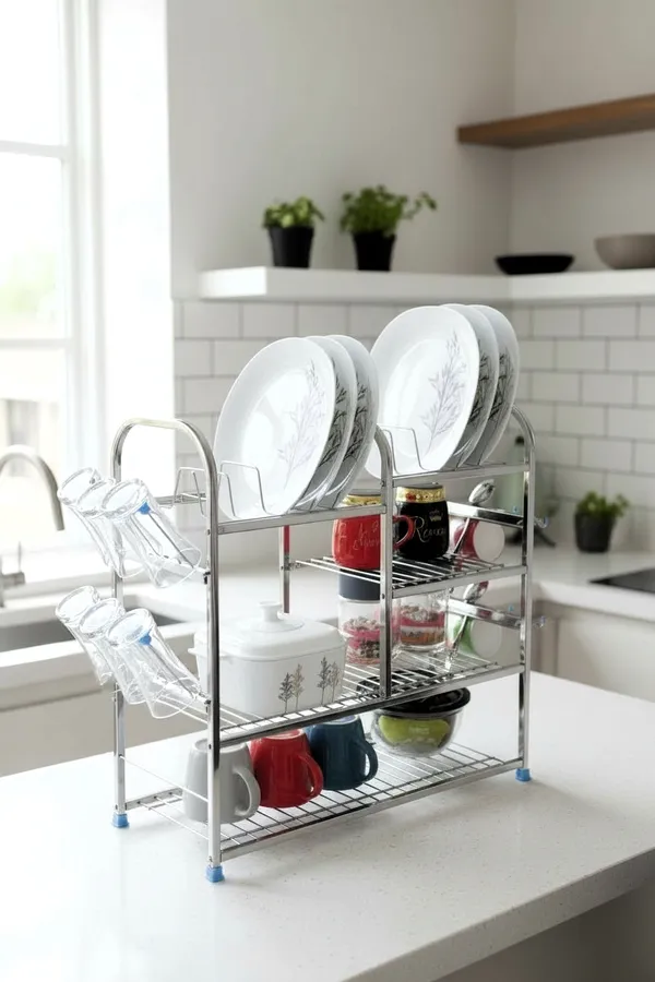 Pure_Stainless_Steel_Dish_|_Cutlery_|_Glasses_|_Wall_mount|_Plate_|_Organizer_Utensil_Kitchen_Rack_25.4D_X_61W_X_61H_Cm