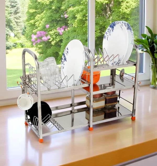 Amol®_Premium_Stainless_Steel_Kitchen_Rack_18×24×9_|_Wall-Mount_or_Countertop_Utensils_&_Dish_Drainer_with_6-Glass_Holder_|_Rust-Proof_Vessels/Crockery_Organizer_for_Indian_Homes