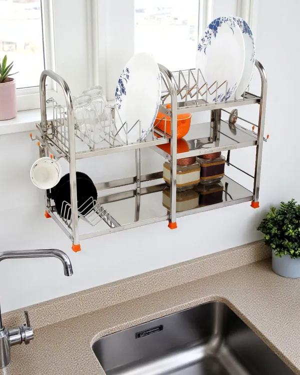 Amol®_Premium_Stainless_Steel_Kitchen_Rack_18×24×9_|_Wall-Mount_or_Countertop_Utensils_&_Dish_Drainer_with_6-Glass_Holder_|_Rust-Proof_Vessels/Crockery_Organizer_for_Indian_Homes