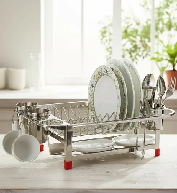 Amol_Stainless_Kitchen_Rack_|_Dish_Rack_|_Drainer_Stand_|_Cup_Saucer_Stand_|_Glass_Holder_|_Small_Size(Stainless_Steel)_43.2D_X_27.9W_X_12.7H_Cm