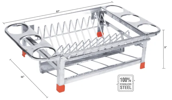 Amol_Stainless_Kitchen_Rack_|_Dish_Rack_|_Drainer_Stand_|_Cup_Saucer_Stand_|_Glass_Holder_|_Small_Size(Stainless_Steel)_43.2D_X_27.9W_X_12.7H_Cm