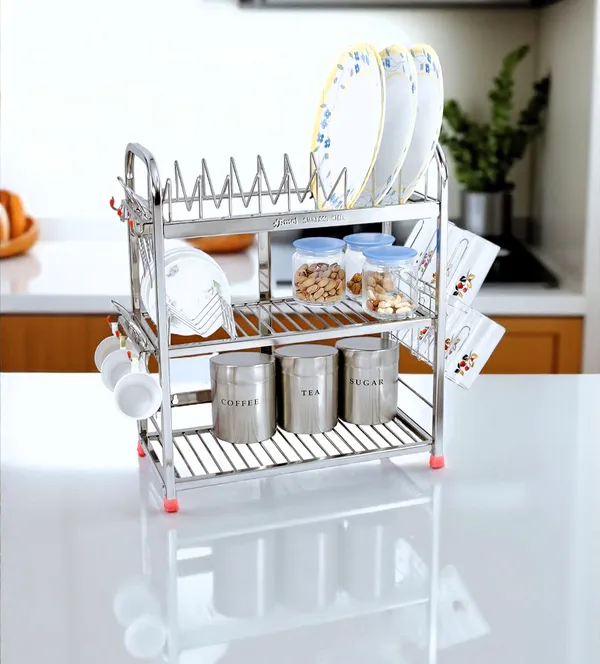 Stainless_Steel_Dish_Rack/Utensils_Stand/Wall_Mount_Rack/Kitchen_Organizer_Rack/Wall_Hanging/Dish_Drainer_Rack_22.9D_X_45.7W_X_53.3H_Cm