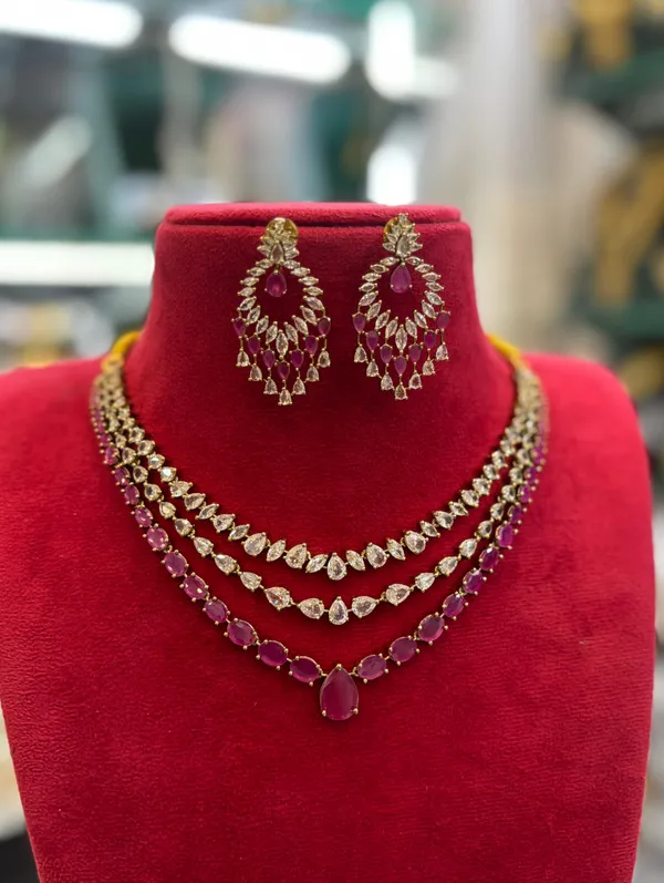 Golden_And_Pink_Alloy_Necklace_Set_For_Women