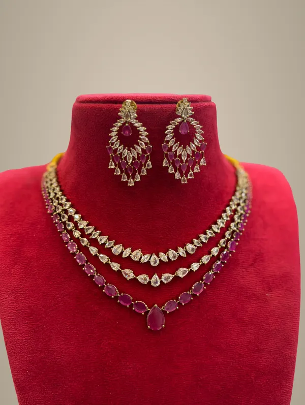 Golden_And_Pink_Alloy_Necklace_Set_For_Women