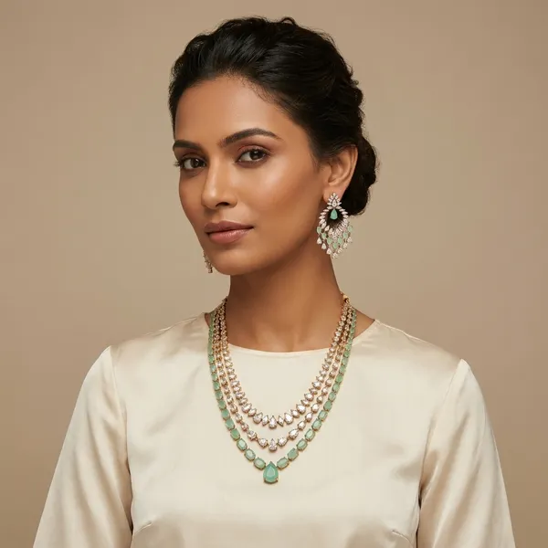 Golden_And_Green_Alloy_Necklace_Set_For_Women