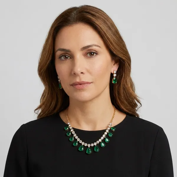 Golden_And_Green_Alloy_Necklace_Set_For_Women
