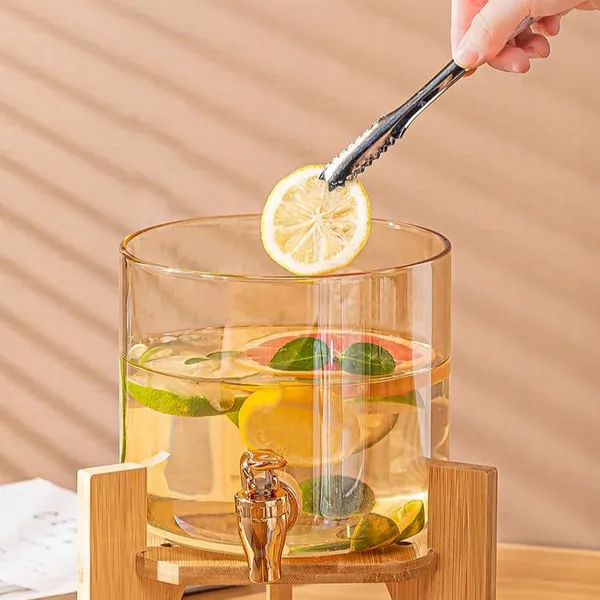 2.8_Liters__Glass_Beverage_Dispenser_Bamboo_Stand_and_Gold_Deer_Topper,_Drink_Dispensers_for_Beer,_Cocktails,_Detox_Drinks_Perfect_for_Parties,Bars,_Restaurants,Weddings,Daily_Uses