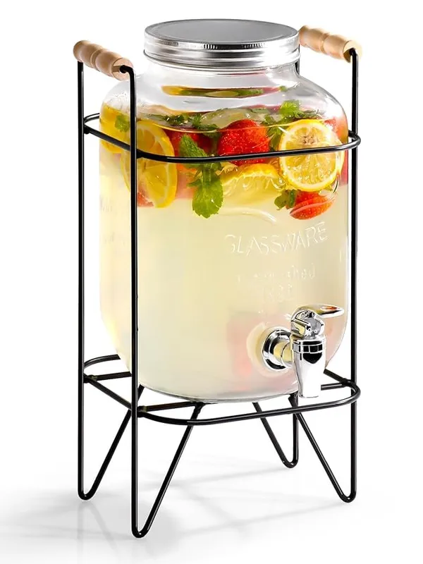 Glass_Beverage_Dispenser_with_Metal_Stand,_5_Liter,_Drink_Container_with_Spigot,_Wooden_Handle_Perfect_for_Party,Bars,Home_&_Restaurants_Set_of_1,_Black