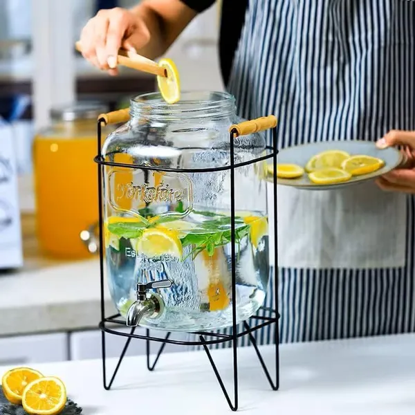 Glass_Beverage_Dispenser_with_Metal_Stand,_5_Liter,_Drink_Container_with_Spigot,_Wooden_Handle_Perfect_for_Party,Bars,Home_&_Restaurants_Set_of_1,_Black