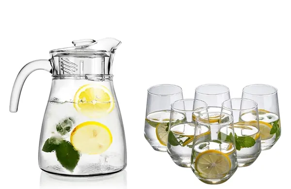 Premium_Water_and_Juice_Glasses_and_Jug_Set_Combo_[6_Piece_Glass_400ML_&_1_Piece_Jug_1.8_Liter]_Transparent_Pitcher_Set_for_Dining_Table,_Home_&_Restaurant,Party_(MTS_-_19)