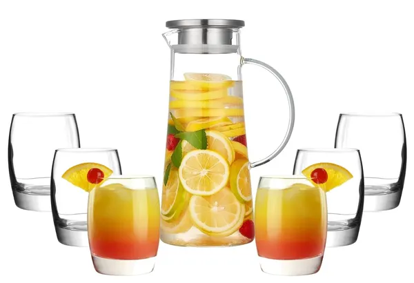 Premium_Water_and_Juice_Glass_&_Borosilicate_Glass_Jug_Set_Combo_[6_Piece_Glass_300ML_&_1_Piece_Jug_1.8_Liter]_Transparent_Pitcher_Set_for_Dining_Table,_Home_&_Restaurant,Party_(MTS_-_20)