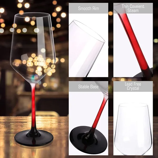 450_ML_Crystal_Black_&_Red_Handle_Wine_Glass_Red_or_White_Cut_Wine,_Transparent_Champagne_Flute_Wine_Glass_-__Pack_of_(6)