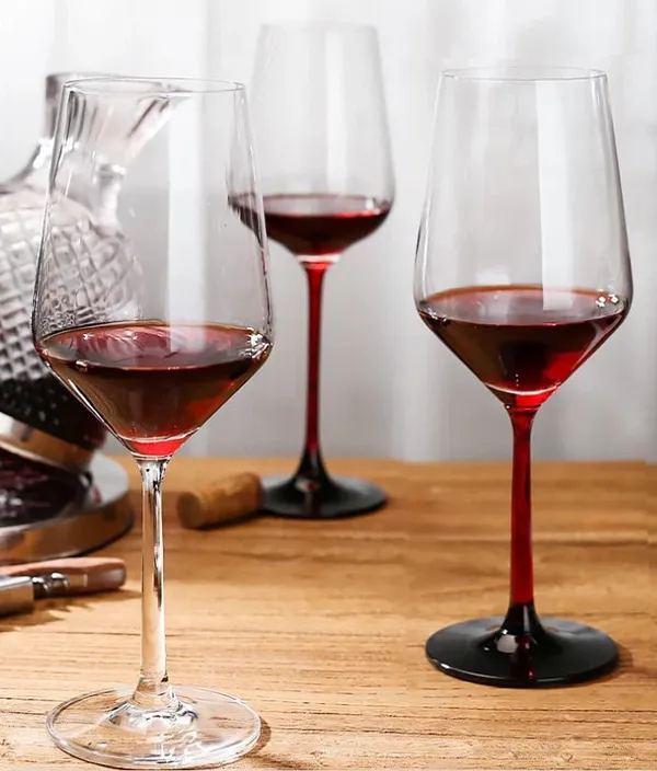 450_ML_Crystal_Black_&_Red_Handle_Wine_Glass_Red_or_White_Cut_Wine,_Transparent_Champagne_Flute_Wine_Glass_-__Pack_of_(6)