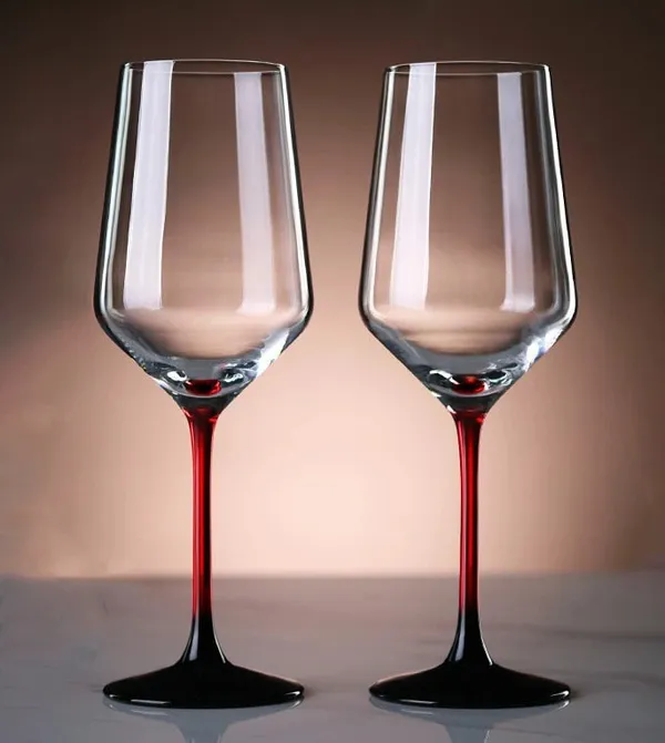 450_ML_Crystal_Black_&_Red_Handle_Wine_Glass_Red_or_White_Cut_Wine,_Transparent_Champagne_Flute_Wine_Glass_-__Pack_of_(6)