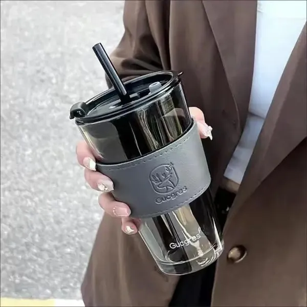 Black_Glass_Coffee_Mug_with_Straw_and_Leather_Grip_Sipper_Tumbler_Mugs_with_Lid_Pack_of_1-450_ML_Travel_Mug_for_Drinking_Glass,_Milk_Mug,Lemon_Tea,Water_Juice_Cup_(CM_-_25)