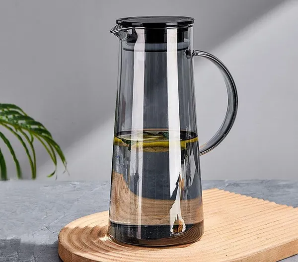 Premium_Juice_and_Water_Black_Glass_Pitcher_jug_with_Lid_1.8_Liter_Romantic_Style_jug_with_Handle_hot_Cold_Water,_ice_Lemon_Tea,_Milk,Beverage